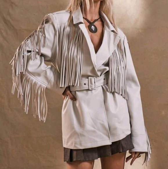 Jackets & Blazers - WESTERN BOHO Fringe PU Jacket Coat